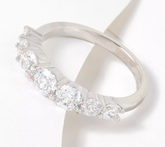 Diamonique Sterling Silver 100 Facet 7 Graduated Stone Ring, Size 5